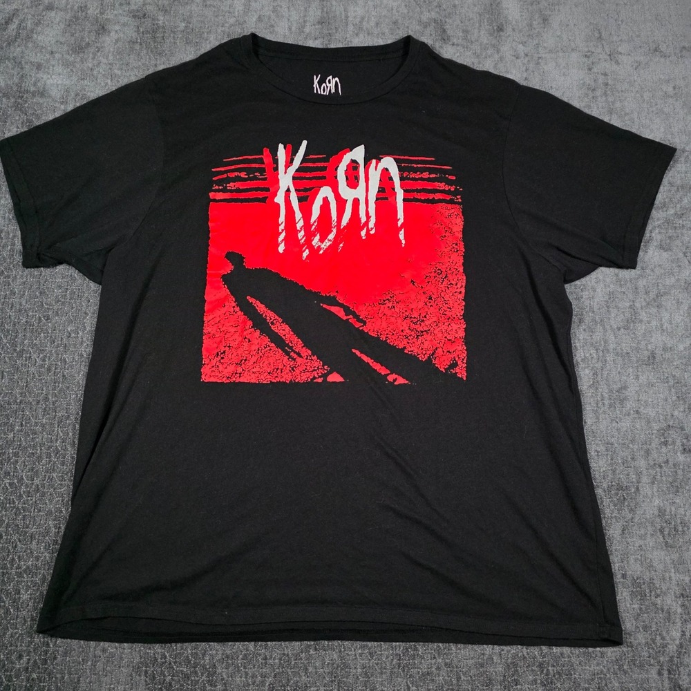 Korn Band T-Shirt Mens 2XL XXL Black Red Shadow Graphic Tee Self Titled Nu Metal